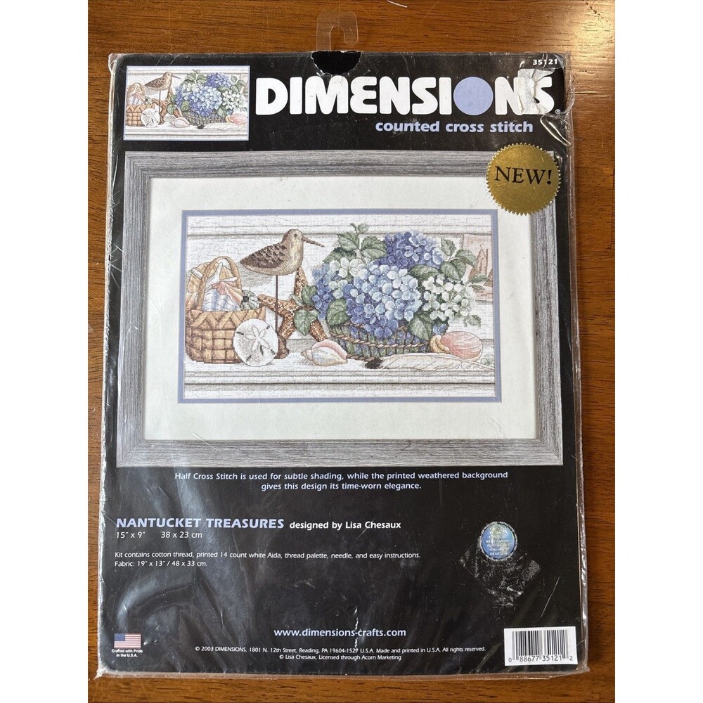 Dimensions Counted Cross Stitch Kit Nantucket Treasures Floral Motif New Sealed